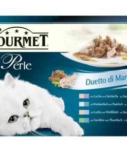 Purina Nassfutter Gourmet Perle Lachs & Seelachs, 4 x 85 g