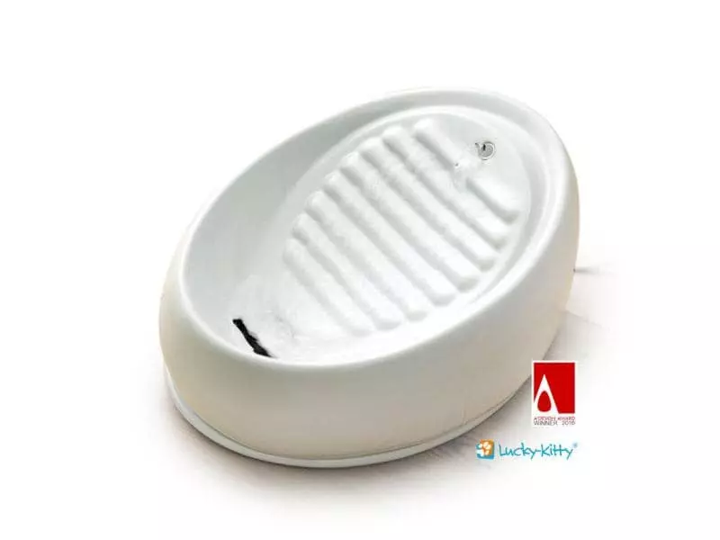 Lucky-Kitty Wasserautomat Keramik, Weiss Weiss 3 Lucky-Kitty Wasserautomat Keramik, Weiss Weiss