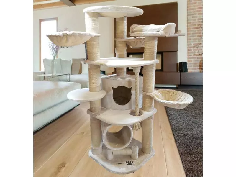 PetHomes Kratzbaum Mallorca 188 cm Creme 4 PetHomes Kratzbaum Mallorca 188 cm Creme – Bild 2