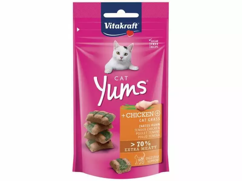 Vitakraft Katzen-Snack Cat Yums® Huhn & Katzengras 9 x 40 g 4 Vitakraft Katzen-Snack Cat Yums® Huhn & Katzengras 9 x 40 g – Bild 2