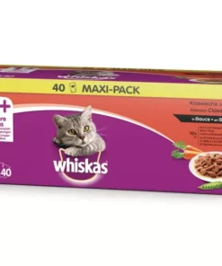 Whiskas Nassfutter 1+ Klassische Auswahl in Sauce, 40 x 100g