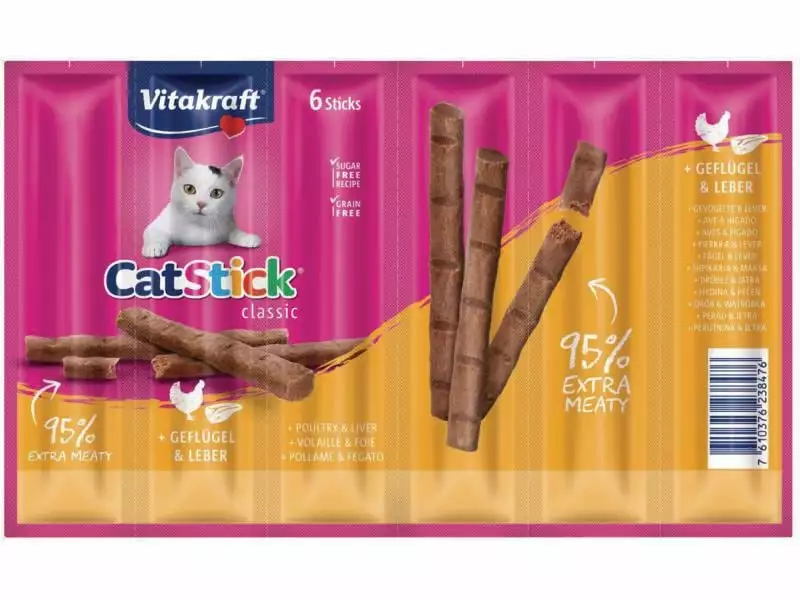Vitakraft Katzen-Snack Cat-Stick mini Geflügel & Leber 3 Vitakraft Katzen-Snack Cat-Stick mini Geflügel & Leber