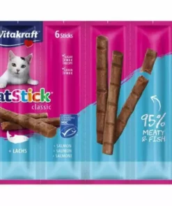 Vitakraft Katzen-Snack Cat-Stick mini Lachs MSC, 6 x 6 g