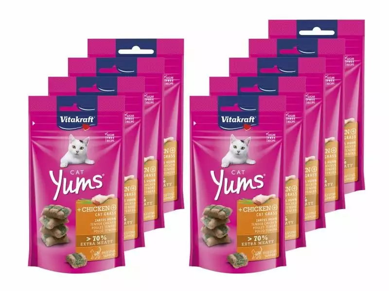 Vitakraft Katzen-Snack Cat Yums® Huhn & Katzengras 9 x 40 g 3 Vitakraft Katzen-Snack Cat Yums® Huhn & Katzengras 9 x 40 g