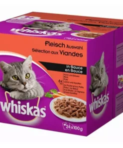 Whiskas Nassfutter 1+ Fleisch Auswahl in Sauce, 24 x 100g