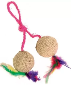 Trixie Katzen-Spielzeug Jute 2 Bälle am Seil
