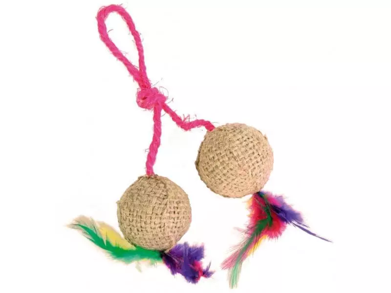 Trixie Katzen-Spielzeug Jute 2 Bälle am Seil 3 Trixie Katzen-Spielzeug Jute 2 Bälle am Seil